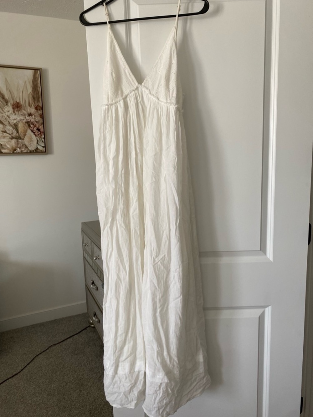 White Slip Dress with Crochet Bodice